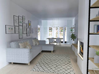 Casa Calçada dos Mestres, CRIA - Arq. Joana Ribeiro Santos CRIA - Arq. Joana Ribeiro Santos Scandinavian style living room Wood Wood effect