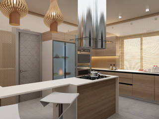 Villa interiors in modern rustic style , Rhythm And Emphasis Design Studio Rhythm And Emphasis Design Studio ห้องครัว