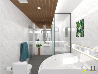 Mr. Adrian's Bathroom SEKALA Studio Kamar Mandi Modern Granit desaininterior,interiordesign,interior,bathroomdesign,desainkamarmandi,rumahminimalis,architecture,arsitektur,arsiteksurabaya,arsitekpalembang,arsiteksumatera,arsitekmalang