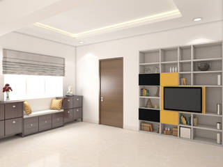 Interior design Idea of a flat for small Family, Rhythm And Emphasis Design Studio Rhythm And Emphasis Design Studio ห้องโถงทางเดินและบันไดสมัยใหม่
