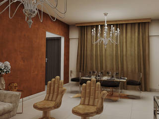 luxury contemporary interiors of the residence 2BHK, Rhythm And Emphasis Design Studio Rhythm And Emphasis Design Studio Dining room