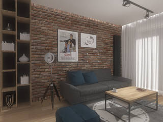 Mieszkanie w Warszawie, Autorska Pracownia Architektury Trojanowscy Autorska Pracownia Architektury Trojanowscy Modern Living Room Bricks