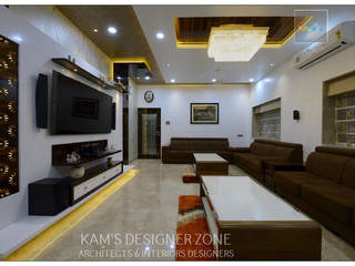 Living Room Interior Design of Mr. Zeeshan Sayyed, KAMS DESIGNER ZONE KAMS DESIGNER ZONE Nowoczesny salon