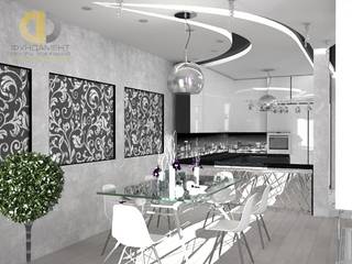 Дизайн интерьера дома 228 кв. м в современном стиле, Группа Компаний "Фундамент" Группа Компаний 'Фундамент' Phòng ăn phong cách tối giản