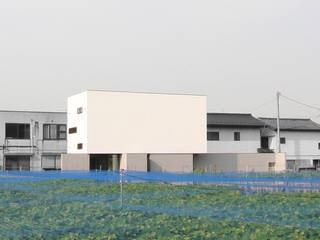 白い四角い箱型の家, 石川淳建築設計事務所 石川淳建築設計事務所 Minimalistische Häuser Weiß