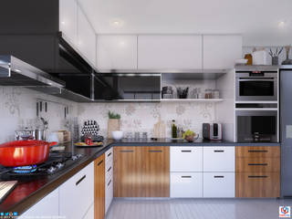 Kitchen, VIZPIXEL STUDIO VIZPIXEL STUDIO Built-in kitchens Wood Wood effect