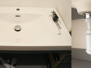 Rénovation d'une petite salle de bain de 3m2 par JINDOLI, Jindoli - Meuble de salle de bain design Jindoli - Meuble de salle de bain design 現代浴室設計點子、靈感&圖片