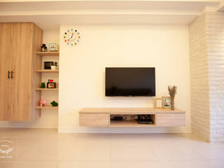 氧氣-2個人的20坪簡約北歐小家庭, 酒窩設計有限公司 Dimple Interior Design 酒窩設計有限公司 Dimple Interior Design Scandinavian style living room Wood-Plastic Composite