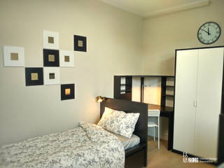黑白色調雙人套房傢俱配置, 以恩室內裝修設計工程有限公司 以恩室內裝修設計工程有限公司 Moderne Schlafzimmer