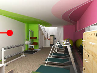 Desain Interior S Fitness Center, CV Rancangbangun Arsitama Buana CV Rancangbangun Arsitama Buana Modern gym Wood Wood effect