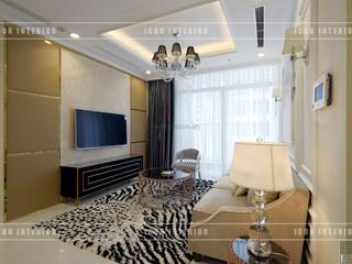 Phong cách Tân Cổ Điển trong thiết kế nội thất căn hộ Vinhomes Central Park, ICON INTERIOR ICON INTERIOR Modern Living Room