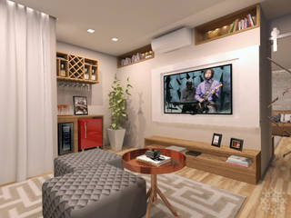 Reforma Apartamento 110m² - SBC /SP, Karen Oliveira - Designer de Interiores Karen Oliveira - Designer de Interiores モダンデザインの ワインセラー MDF 赤色