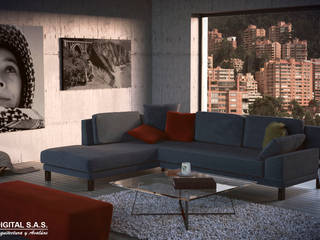 Visualización Arquitectónica, PLUMA DIGITAL SAS. PLUMA DIGITAL SAS. Modern living room