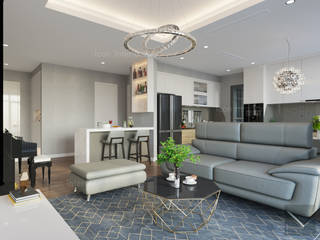 Phong cách hiện đại tại căn hộ Vinhomes Central Park đơn giản mà sang trọng, ICON INTERIOR ICON INTERIOR Modern Living Room