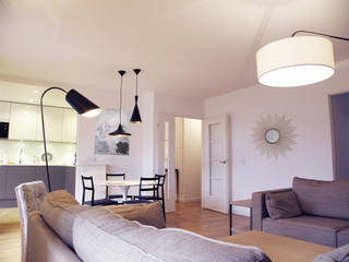 Aménagement et décoration d'un appartement à Antony, Delphine Gaillard Decoration Delphine Gaillard Decoration Scandinavian style living room Grey