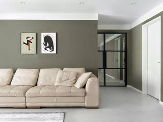 세련된 색채로 고급스러움을 표현한 30평대 아파트 인테리어, husk design 허스크디자인 husk design 허스크디자인 Phòng khách