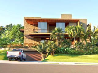 Residência em Alphaville Brasília I, IEZ Design IEZ Design Einfamilienhaus Stein Braun