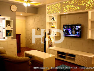 Swiss County Residential Project, H&D Spaces Inc. H&D Spaces Inc. モダンデザインの リビング