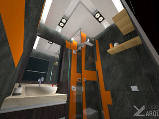 Diseño de Baño sec. Res. La Arboleda, arqyosephlopez arqyosephlopez Phòng tắm phong cách hiện đại