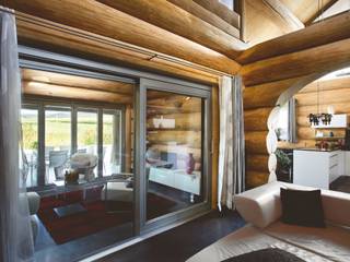 Hebe-Schiebe-Türen in Holz und Aluminium-Holz für nahtlosen Panoramablick, Kneer GmbH, Fenster und Türen Kneer GmbH, Fenster und Türen Puertas y ventanas modernas