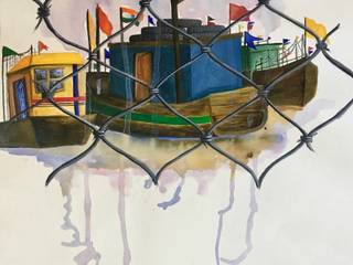 Purchase “The Docks” Landscape Painting at Indian Art Ideas, Indian Art Ideas Indian Art Ideas ArtworkPictures & paintings