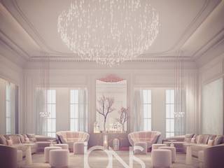 Glass House Inspired Ladies Majlis Room Design, IONS DESIGN IONS DESIGN Salon original Marbre Rose