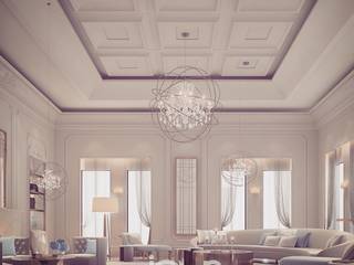 High-spirited and Cozy Living Room Design, IONS DESIGN IONS DESIGN Eklektyczny salon Marmur Biały
