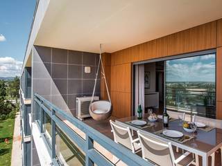 Projecto Design de Interiores - Olhão Marina Village, Simple Taste Interiors Simple Taste Interiors Modern balcony, veranda & terrace
