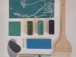 Ceramics handles – Rectangle – colour cobalt glossy glaze, Viola Ceramics Studio Viola Ceramics Studio ArtePiezas de Arte Cerámico Azul