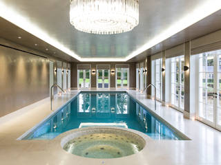 Luxury Ground Floor Indoor Pool and Spa, London Swimming Pool Company London Swimming Pool Company Infinity pool Concrete Beige