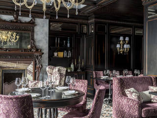 Classic Wall Lights and Venetian Chandelier for Luxury Restaurant in Moscow MULTIFORME® lighting Gewerbeflächen Glas Bernstein/Gold Gastronomie