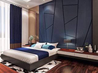 Red chocolate in blue Lighthouse Architect Indonesia Kamar Tidur Modern