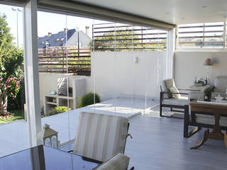 Cerramiento de cortina de cristal en Madrid, Fraimar Aluminios S.L. Fraimar Aluminios S.L. Moderne balkons, veranda's en terrassen Aluminium / Zink