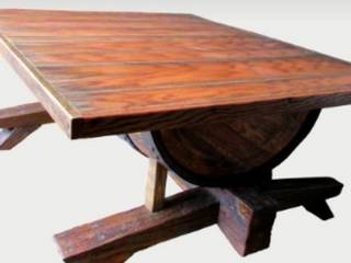 Farmhouse oak barrel coffee table, Bezaleel workshop Bezaleel workshop Ruang Keluarga Gaya Rustic