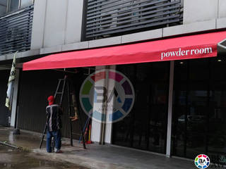 Canopy Kain Jakarta (Canopy Toko Warna Merah), Braja Awning & Canopy Braja Awning & Canopy カントリーデザインの テラス 合成繊維 ブラウン