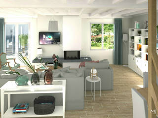 Une rénovation tout en douceur, MJ Intérieurs MJ Intérieurs Modern living room Grey