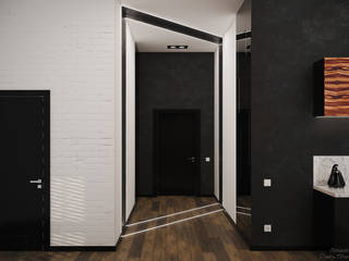 Дизайн коридора и кухни в квартире в стиле постмодернизм в ЖК "Большой", г.Краснодар, Студия интерьерного дизайна happy.design Студия интерьерного дизайна happy.design Corridor & hallway