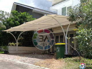 Tenda Membrane Jakarta (Teras Perumahan), Braja Awning & Canopy Braja Awning & Canopy ระเบียง, นอกชาน วัสดุสังเคราะห์ Brown