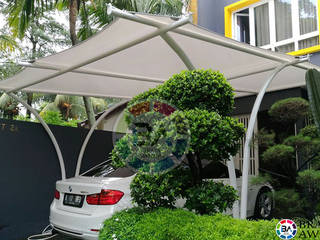 Tenda Membrane Jakarta (Garasi Mobil), Braja Awning & Canopy Braja Awning & Canopy Balcon, Veranda & Terrasse modernes Synthétique Marron