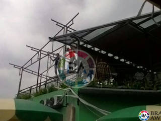 Tenda Membrane Bogor (Cafe), Braja Awning & Canopy Braja Awning & Canopy Modern Balkon, Veranda & Teras Sentetik Kahverengi