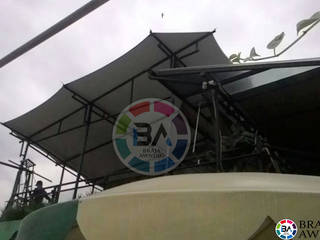 Tenda Membrane Bogor (Cafe), Braja Awning & Canopy Braja Awning & Canopy Balkon, Beranda & Teras Modern Bahan Sintetis Brown