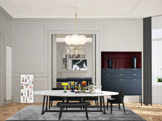 Apartment Renovation Haussmannian Style, architetto stefano ghiretti architetto stefano ghiretti Classic style dining room Grey