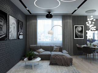 Квартира в современном стиле, Гузалия Шамсутдинова | KUB STUDIO Гузалия Шамсутдинова | KUB STUDIO Minimalist living room