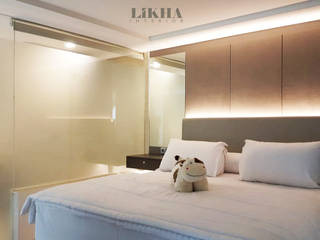APARTEMEN SENYAMAN RUMAH PRIBADI di Art Deco Apartment, Likha Interior Likha Interior Modern style bedroom Plywood Grey