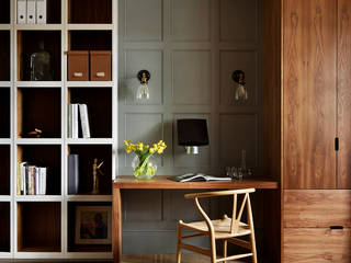 Country living Teddy Edwards Study/office Kitchen Architecture,Teddy Edwards,bespoke furniture,study,office,oak,open plan,shelved storage