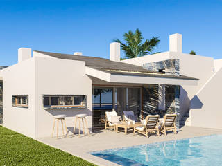 Render de chalet. Estilo Mediterráneo., angelgalera. Arquitectura y render angelgalera. Arquitectura y render Casas de estilo mediterráneo