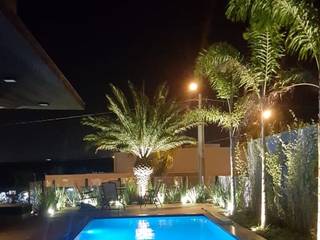 Piscina completa com paisagismo , Vila Nova Piscinas Vila Nova Piscinas Garden Pool مضبوط کیا گیا کنکریٹ Blue