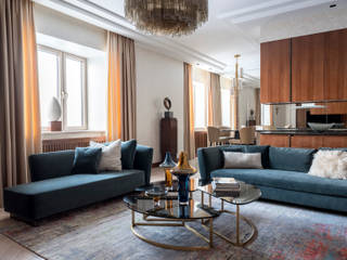 Квартира в Москве. Серебряный бор., Porterouge Interiors \ Krasnye Vorota Porterouge Interiors \ Krasnye Vorota Soggiorno eclettico