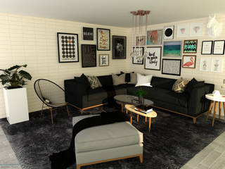 Sala de estar, ITOARQUITETURA ITOARQUITETURA Modern Living Room Tiles Black