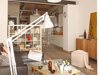 LOFT DE ESTILO NÓRDICO - INDUSTRIAL EN EL BARRIO DE GRACIA DE BARCELONA. Proyecto de interiorismo para transformar una planta baja de 67m2 en un loft., CREAPROJECTS. Interior design. CREAPROJECTS. Interior design. Living room